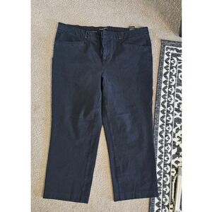 Banana Republic Black Wide‎ Leg Crop Pants Womens 16 Cotton Stretch Trousers